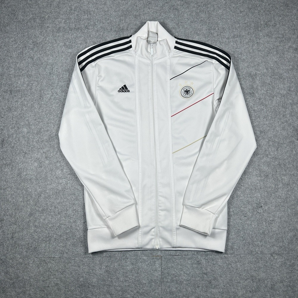 Adidas Track Jacket Men's Size Small White Deutscher Fussball-bund Full‎ Zip